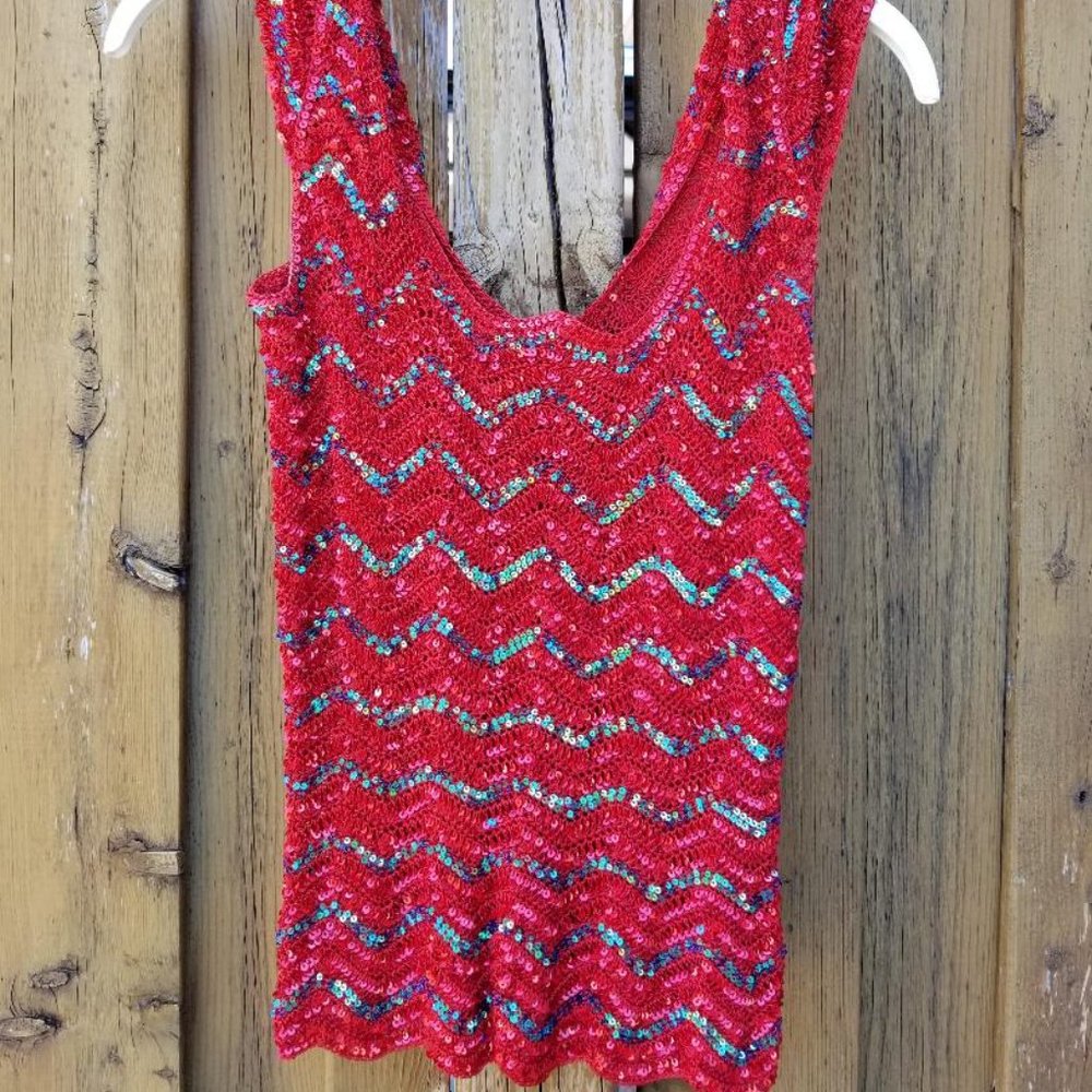 CRIMSON RED TOP - HAND EMBROIDERED WITH SEQUIINS